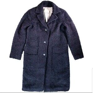 Rebecca Taylor Navy Oversized Textured Navy Boucle Pea Coat 2